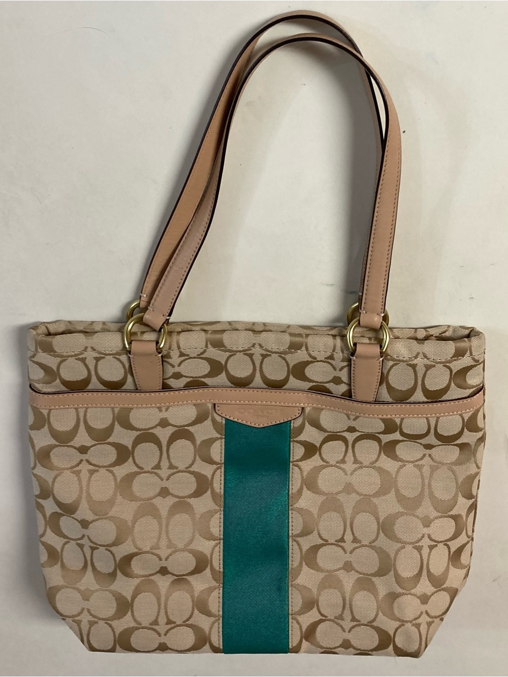 COACH 2013 Classic Jewel
Tone Monogram Signature Stripe Bag